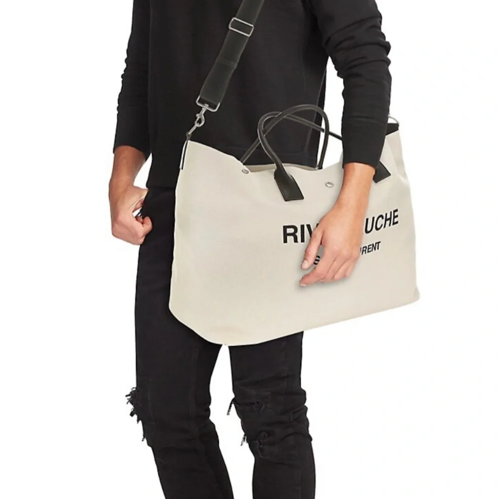 Saint Laurent. Rive Gauche Canvas Tote Bag - Picture 4 of 4